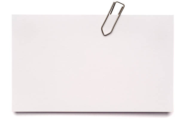 blanco en blanco tarjeta de índice de tarjetas - sujetapapeles fotografías e imágenes de stock