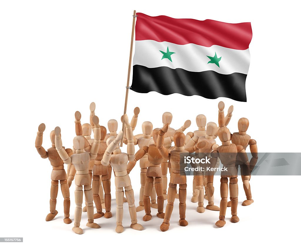 Syria - wooden mannequin group with flag  Africa Stock Photo