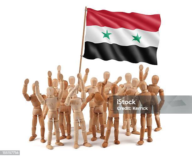 Syria Wooden Mannequin Group With Flag Stock Photo - Download Image Now - Africa, Arabia, Artist's Figure