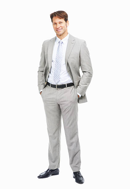 istock Smiling business man posing on white background 155157943
