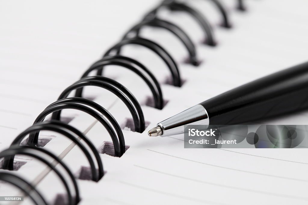 Caderno e caneta. - Foto de stock de Bloco Espiral royalty-free