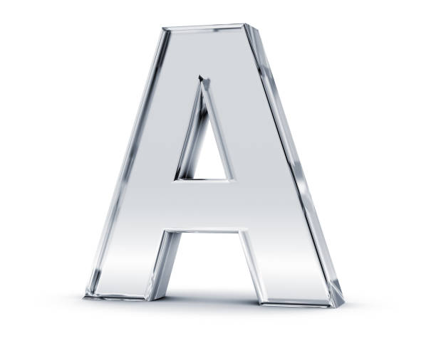 Alphabet A 3D rendering of letter A made of transparent glass with Shades and Shadow isolated on white background. letter a stock pictures, royalty-free photos & images