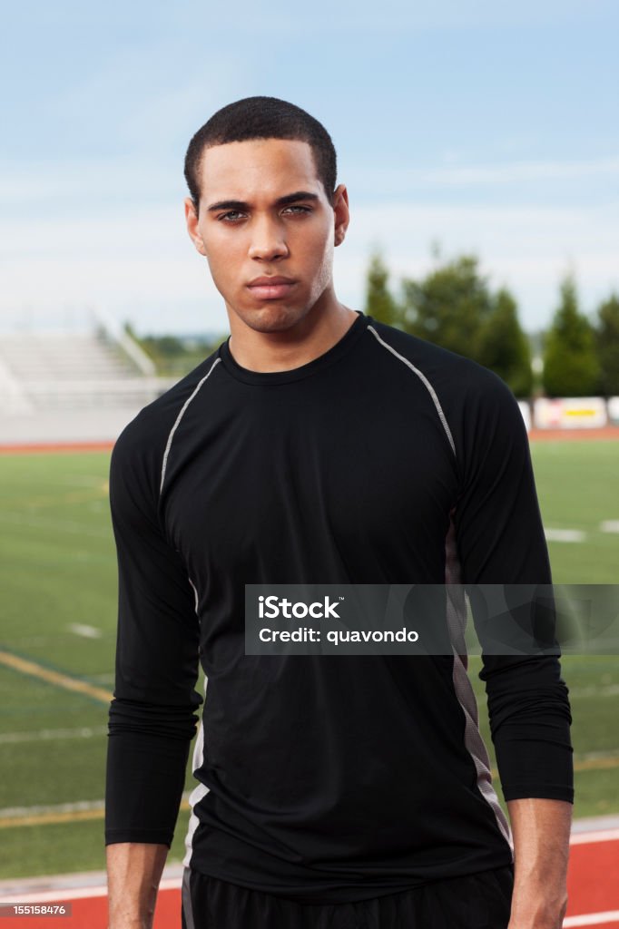 Afrikanische amerikanische jungen Mann-Athlet Porträt - Lizenzfrei Blaue Augen Stock-Foto