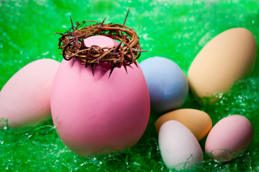 Easter decoration on pink background