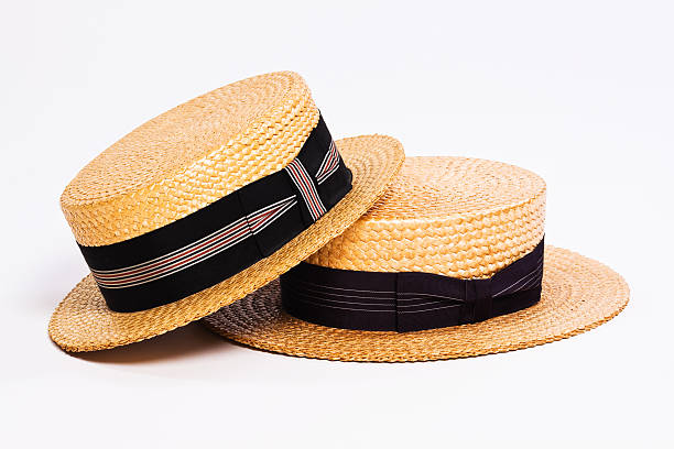 Straw Boater Hats stock photo