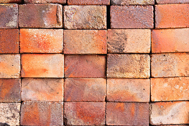 Stack of Hand Crafted Bricks for Texture Background stock photo