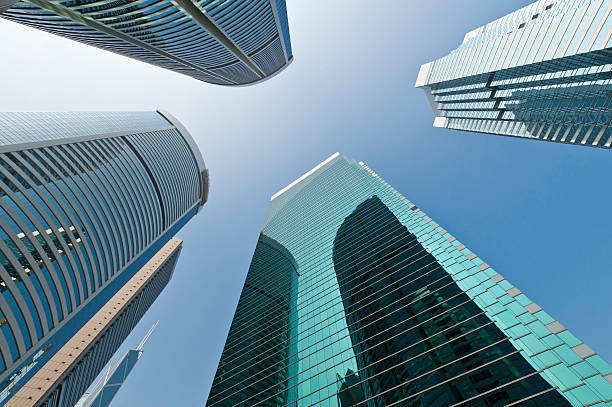 istock Blue sky skyscrapers downtown financial district 155158726