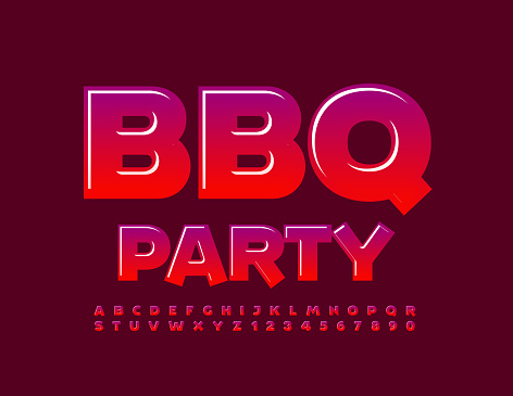 Bbq Letters Exploding Vector Creative Flyer Bbq Party Glossy Alphabet Letters And Numbers Set ...