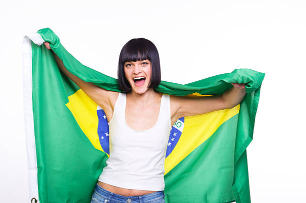 istock Woman with Brazilian flag 155158871