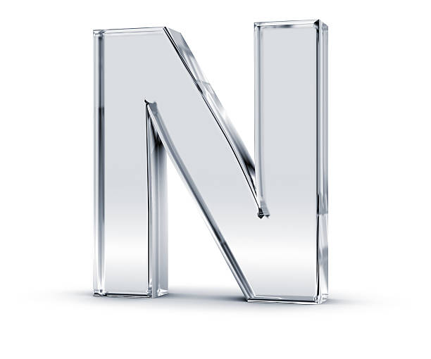 алфавит n - alphabet letter n three dimensional shape glass стоковые фото и изображения