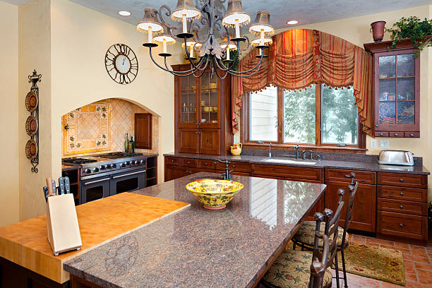 istock Stylish Kitchen Interior Rich With Color and Texture 155159186
