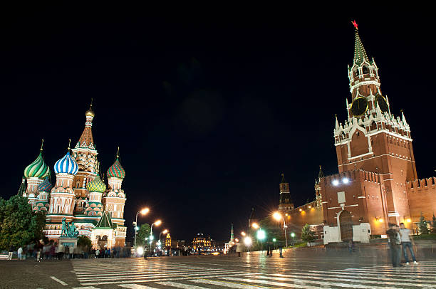 View from the Red Square, beautiful June night. Longer exposition, people unrecognizable.