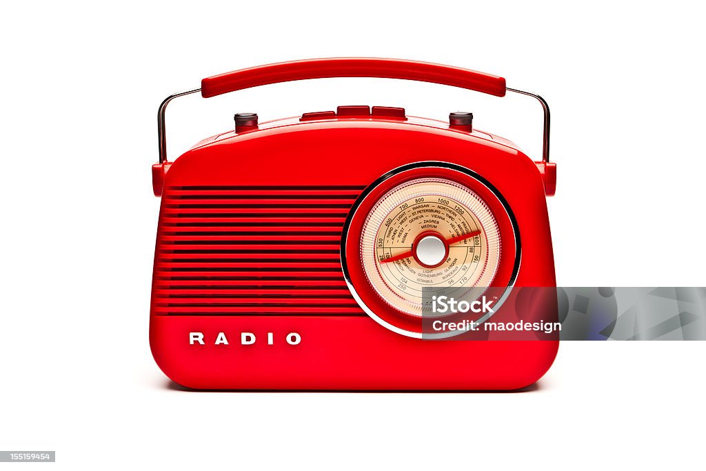 Radio retrò rossa isolato Set, Studio - Foto stock royalty-free di Radio