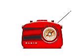 Retro Red Radio Set, Studio Isolated