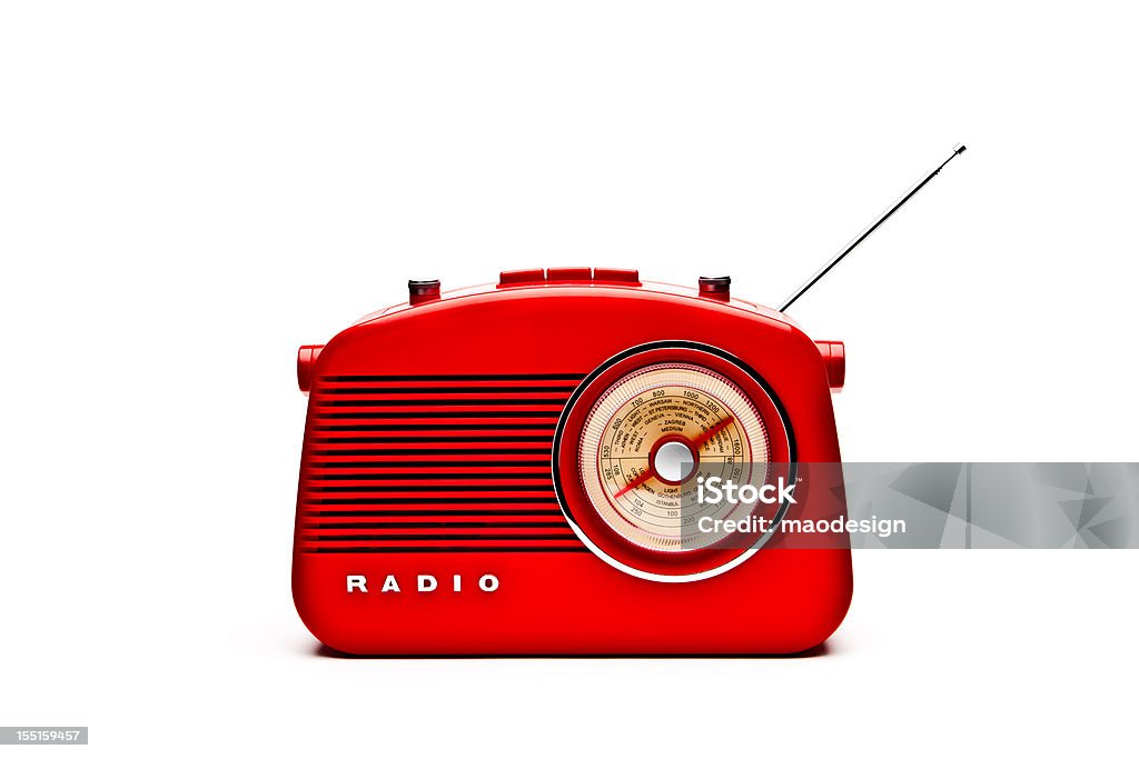 Retro Red Radio Set, Studio Isolated - 免版稅無線電接收裝置圖庫照片