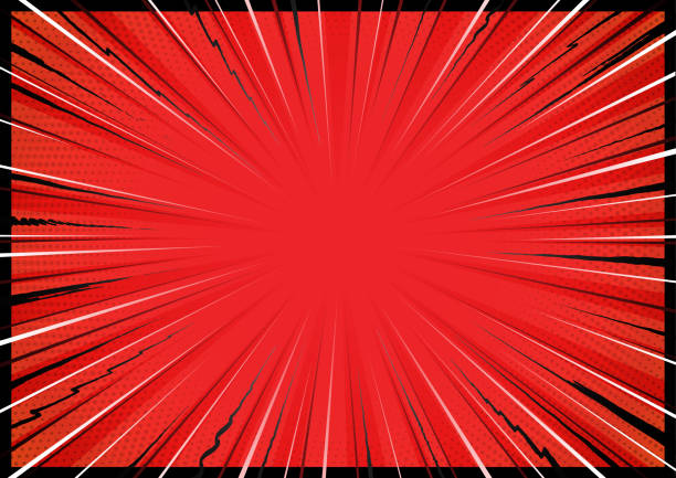 Red comic book explosion Red exploding rays of light fun comic book action zoom blast explosion vector illustration background action anime movies stock illustrations
