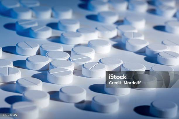 Tablets On White Background Stock Photo - Download Image Now - Acetylsalicylic Acid, Close-up, Color Image