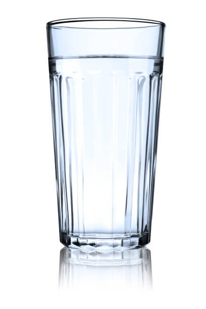 istock Clear Drinking Glass Filled With Water Isolated with Reflection 155160555