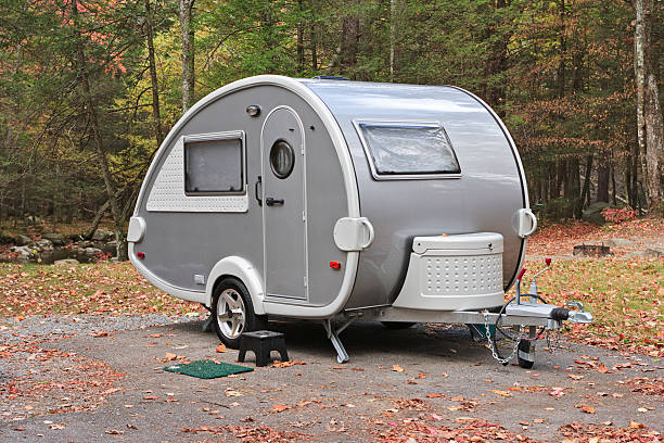istock Teardrop camper trailer in the Smoky Mountains 155160563