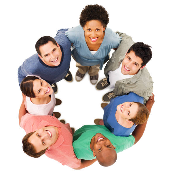 istock Young Adults Standing Together in a Circle - Isolated 155160706