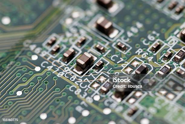 Foto de Circuito Eletrônico Abstrato Macro e mais fotos de stock de Chip de computador - Chip de computador, Macrofotografia, Computador desktop