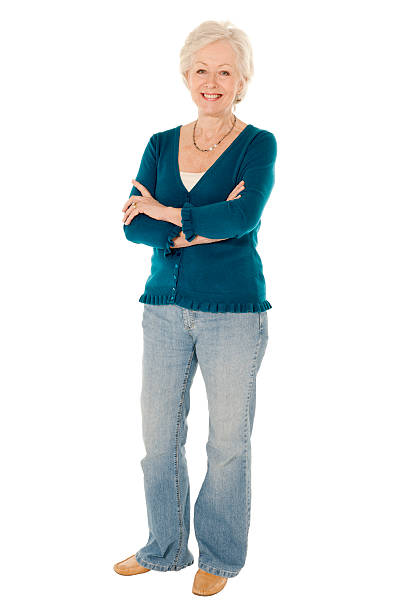 istock Senior Caucasian woman full length isolated on white 155160923