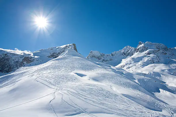 Ski slope on the skiing resort, St. Anton am Alberg, Austria.