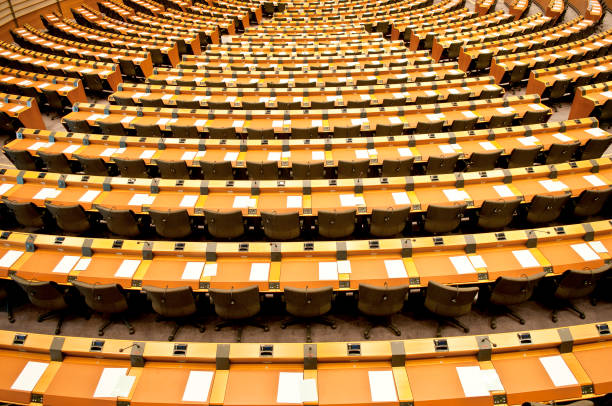 istock Pattern of Empty Seats Prepared for Meeting, European Parliament 155160971