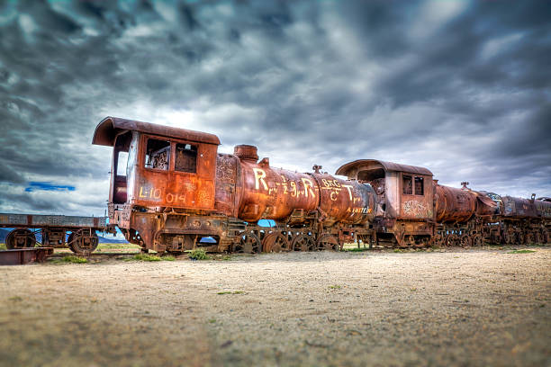 HDR picture of Old train in Bolivian cemetery