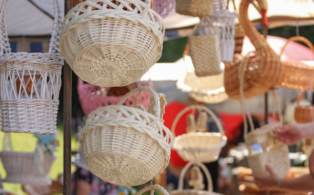 istock Wicker baskets at the village fair. 1551612162