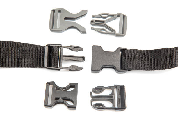 istock Fastex plastic clip for backpacks, bags, nylon belts on a white background. items and accessories for clothing and fixing tourist equipment 1551614894