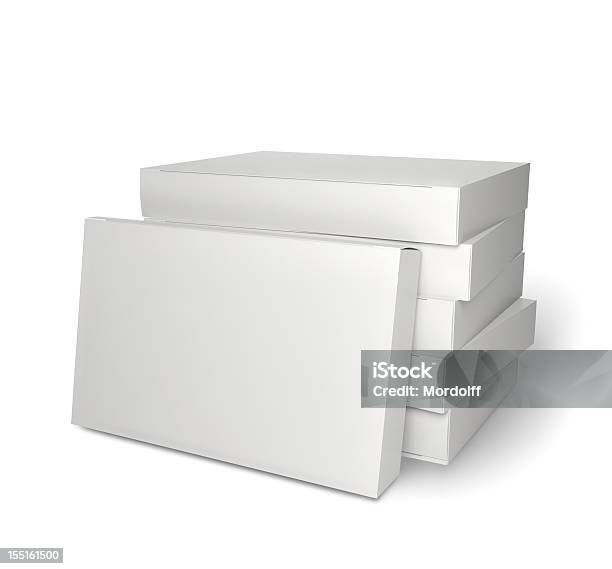 Pile Of Blank Product Packages Isolated On White Stock Photo - Download Image Now - Box - Container, Stack, White Color