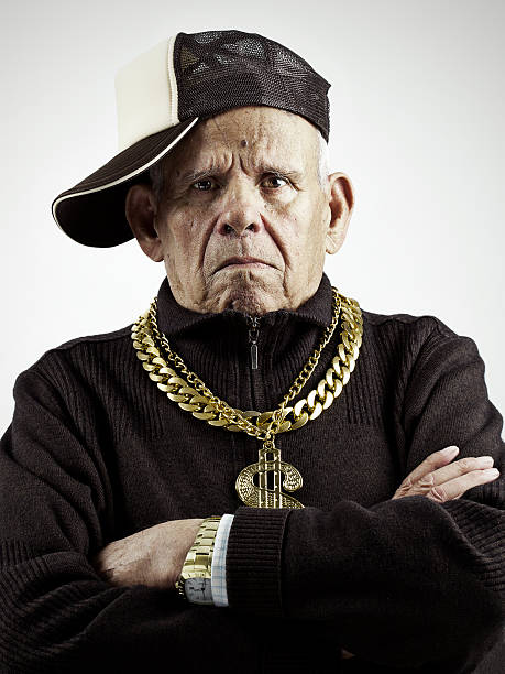 old school - bling bling hip hop grandfather rap imagens e fotografias de stock