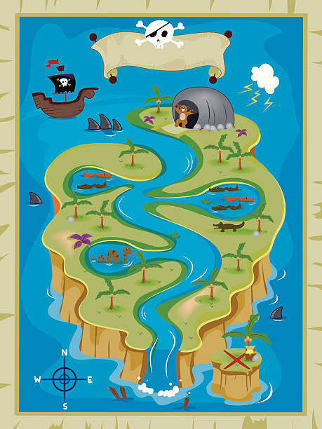 Treasure Map vector art illustration