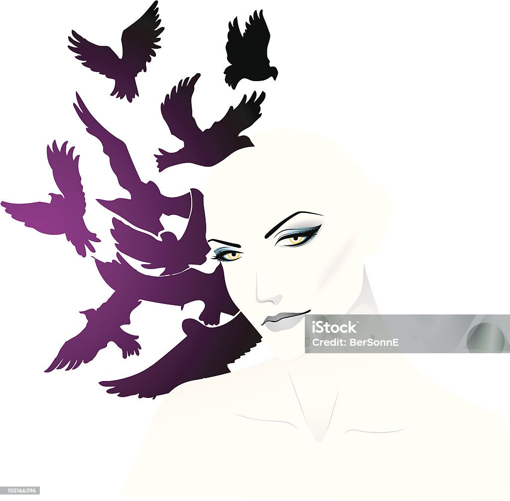 女性の鳥 - 1人のロイヤリティフリーベクトルアート