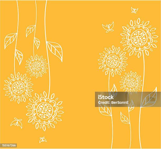 Летний Оранжевый Цветок На Спине — стоковая векторная графика и другие изображения на тему Абстрактный - Абстрактный, Бабочка, Без людей