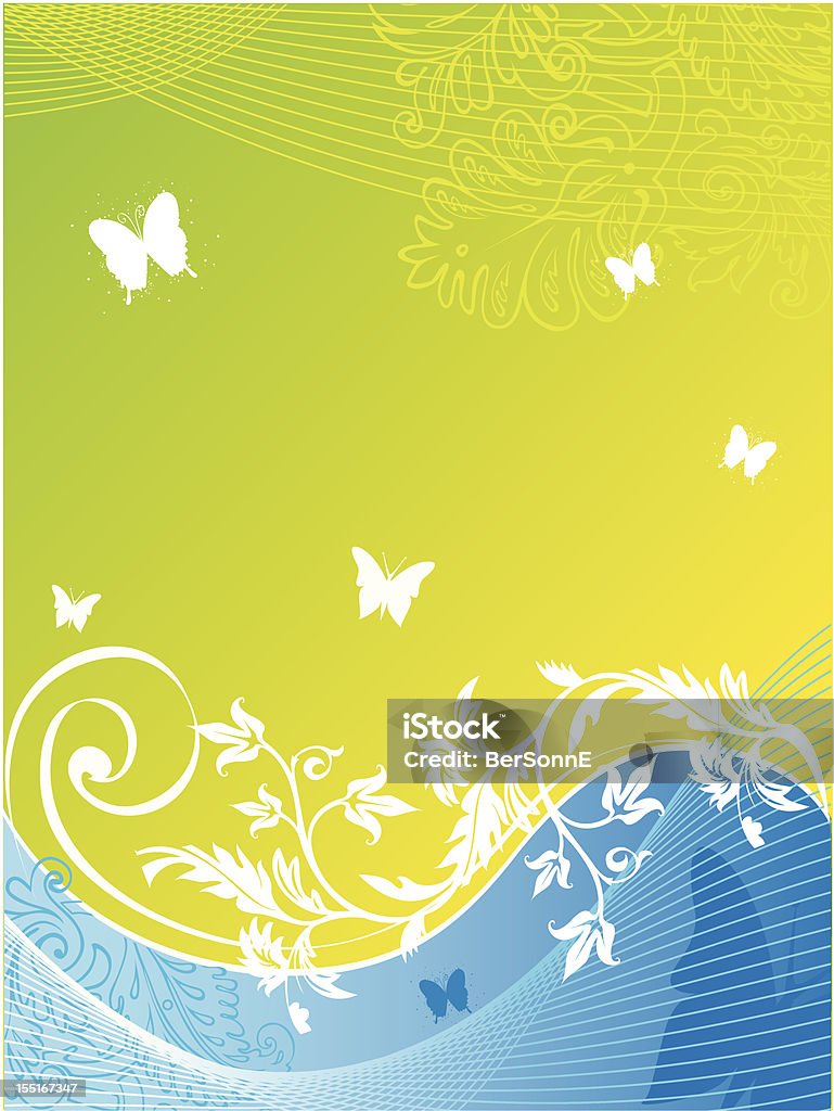Абстрактный цветочный фон с бабочкой - Векторная графика Абстрактный роялти-фри