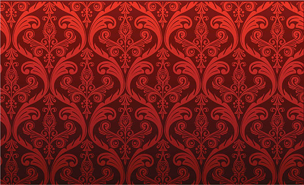 istock Abstract background of a red retro floral ornamental design 155167400