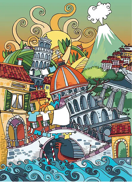 Vector illustration of Love Italy