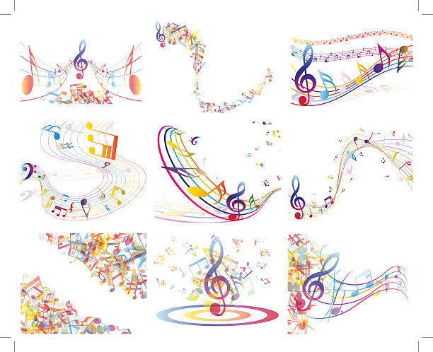 illustrations, cliparts, dessins animés et icônes de comédie musicale multicolore - musical note music sheet music symbol