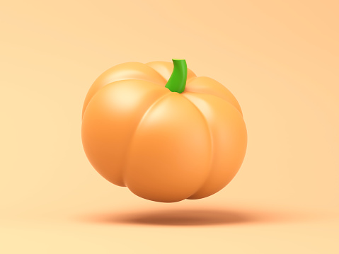 Pumpkin cartoon style on orange background. 3d illustration