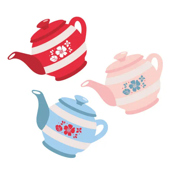 Vector illustration of Teapot Trio