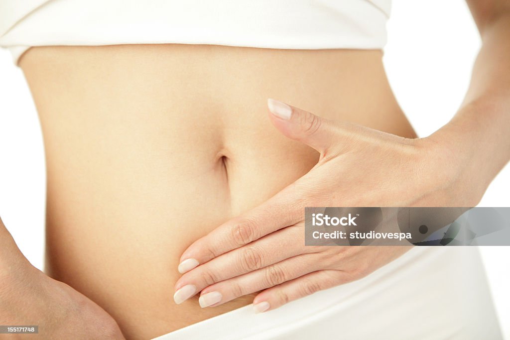 Frau mit hand auf Ihren Bauch - Lizenzfrei Frauen Stock-Foto
