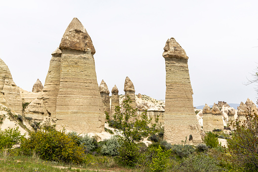 Love Valley is a valley in Göreme Historical National Park, Cappadocia, Turkey. It is known for its rock formations called fairy chimneys.
