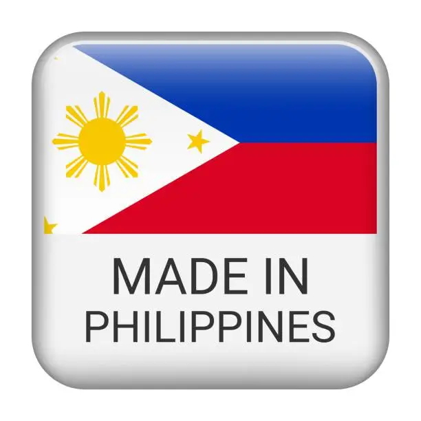 Vector illustration of Made in Philippines badge vector. Sticker with stars and national flag. Sign isolated on white background.