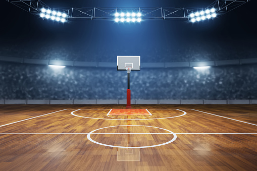 Cancha de baloncesto en ilustración 3D photo