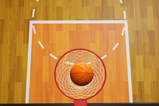 Top view basketball hoop on 3d illustration