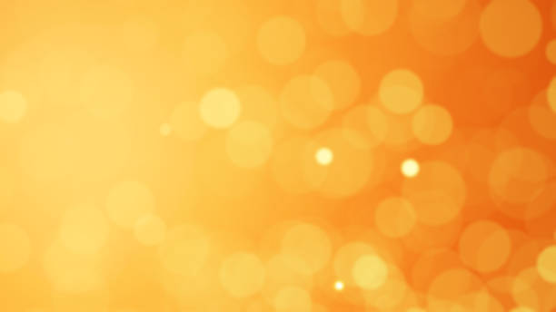 3D Illustration.Light on orange background. Blurred light. Ball blur. (Horizontal)