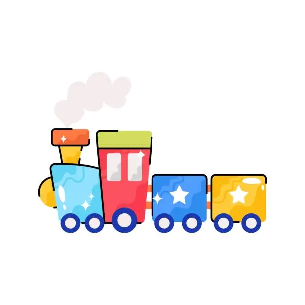 Vector illustration of Train ride doodle vector filled outline Sticker. EPS 10 file