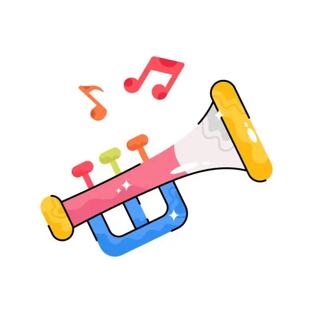 Vector illustration of Trumpet doodle vector filled outline Sticker. EPS 10 file